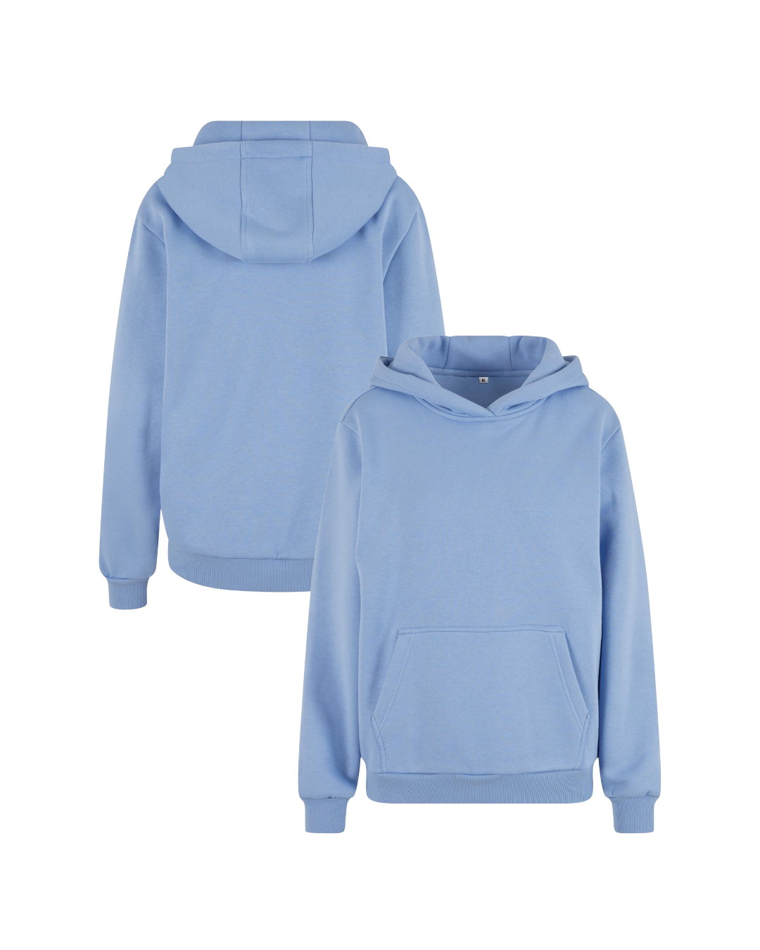 Damen Fluffy Hoodie in powerblue mit Vorder- und Rückansicht