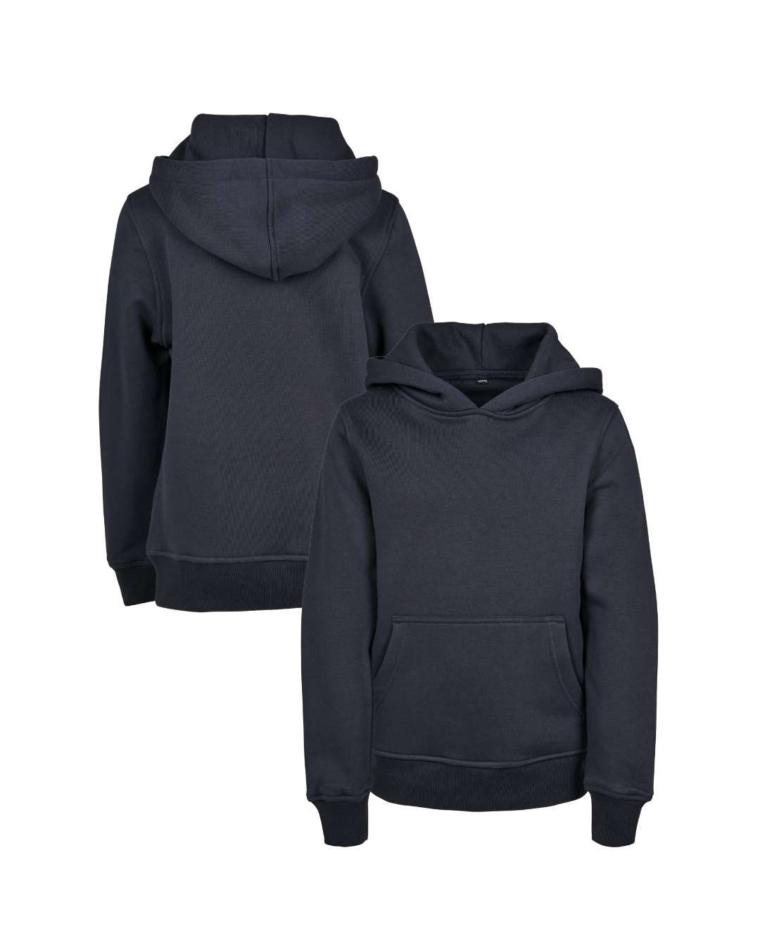 Kids Hoodie in navy mit Vorder- und Rückseite